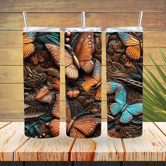 Ready to Use - Sublimation or Vinyl Tumbler Wraps  - Boho Butterfly - TW100618