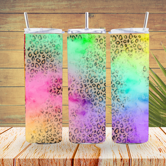 Ready to Use - Sublimation or Vinyl Tumbler Wraps  - Colourful Leopard - TW100207