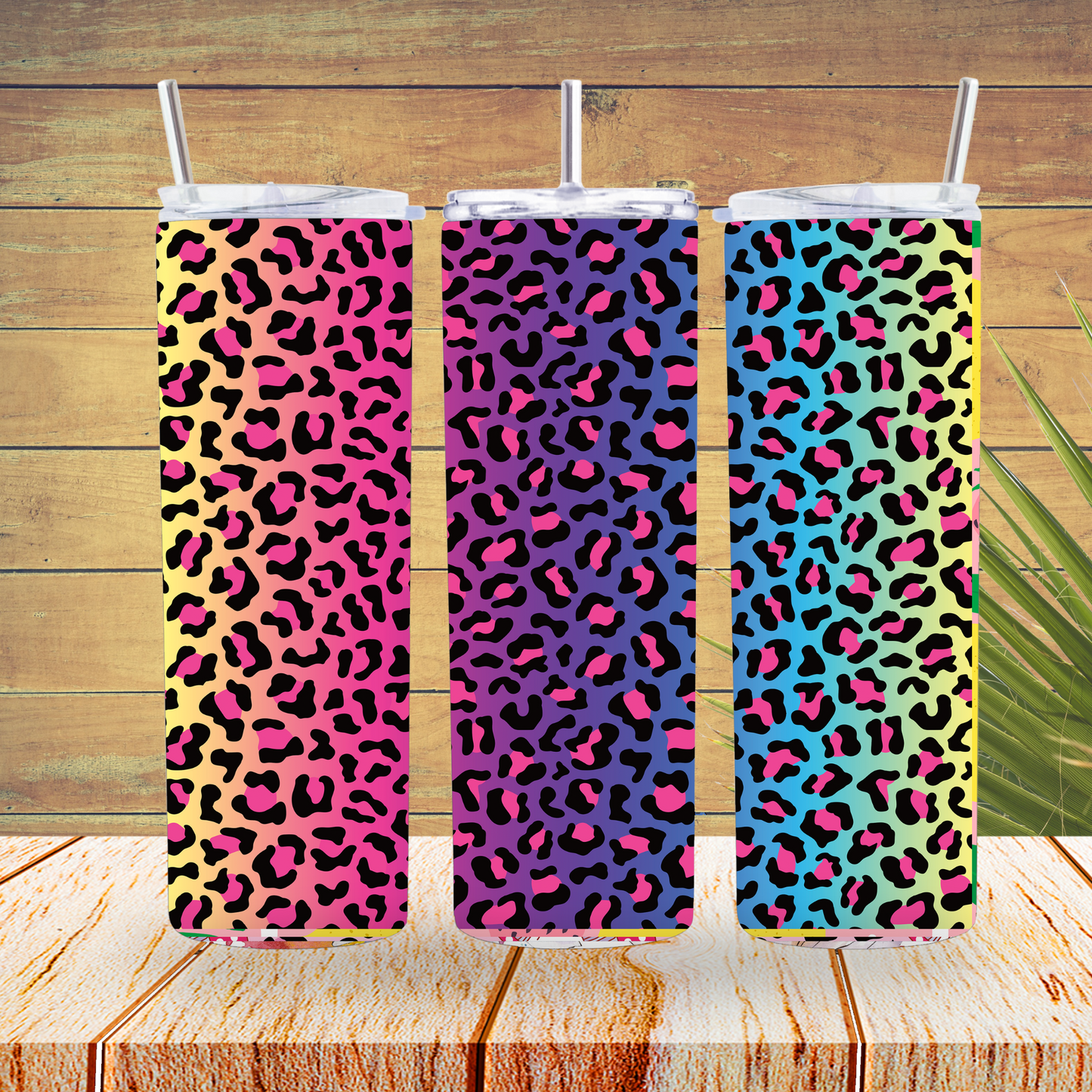 Ready to Use - Sublimation or Vinyl Tumbler Wraps  - Colourful Leopard - TW100234