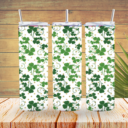 Ready to Use - Sublimation or Vinyl Tumbler Wraps  - Clover Leaf - TW100243