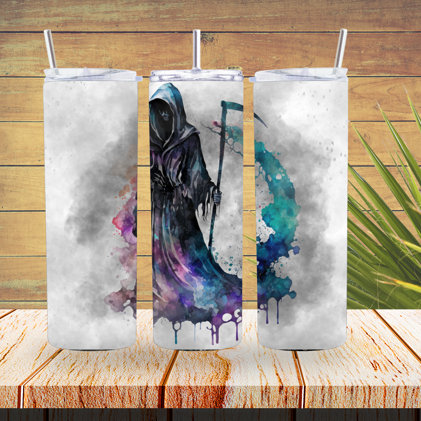 Ready to Use - Sublimation or Vinyl Tumbler Wraps  - Grim Reaper Lady - TW100298