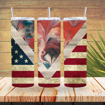 Ready to Use - Sublimation or Vinyl Tumbler Wraps  - American V Split - TW100376