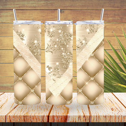 Ready to Use - Sublimation or Vinyl Tumbler Wraps  - Champagne V Split- TW100382