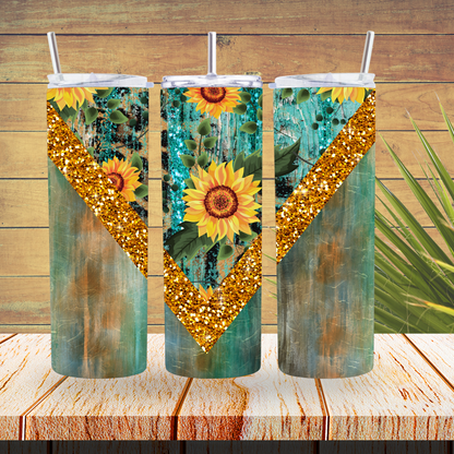 Vinyl Tumbler Wraps  - Sunflowers V Split- TW100402