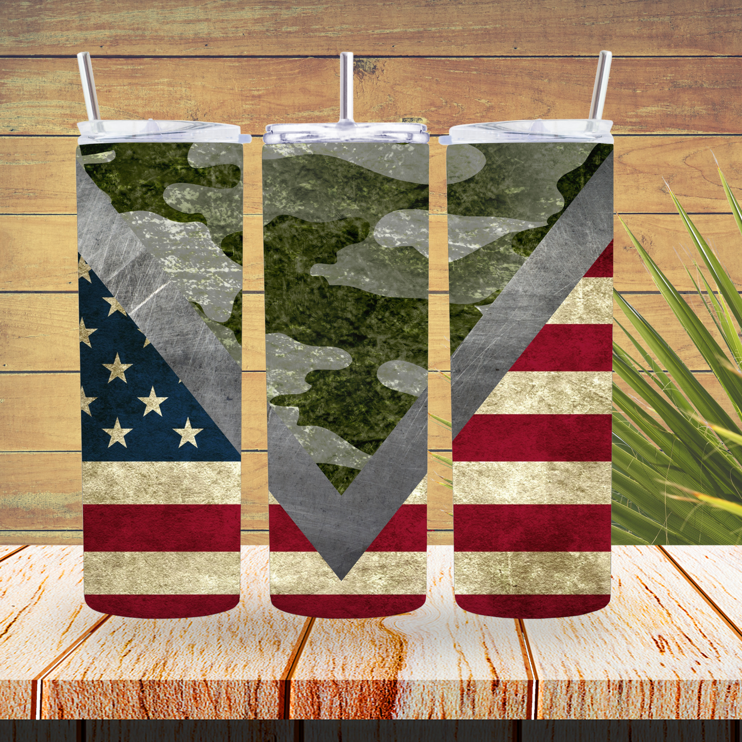 Ready to Use - Sublimation or Vinyl Tumbler Wraps  - Flag Camo V Split- TW100405