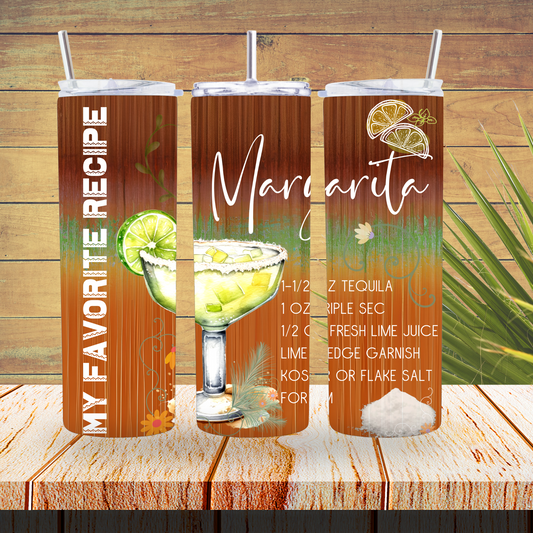 Vinyl Tumbler Wraps  - Margarita Recipe - TW100418