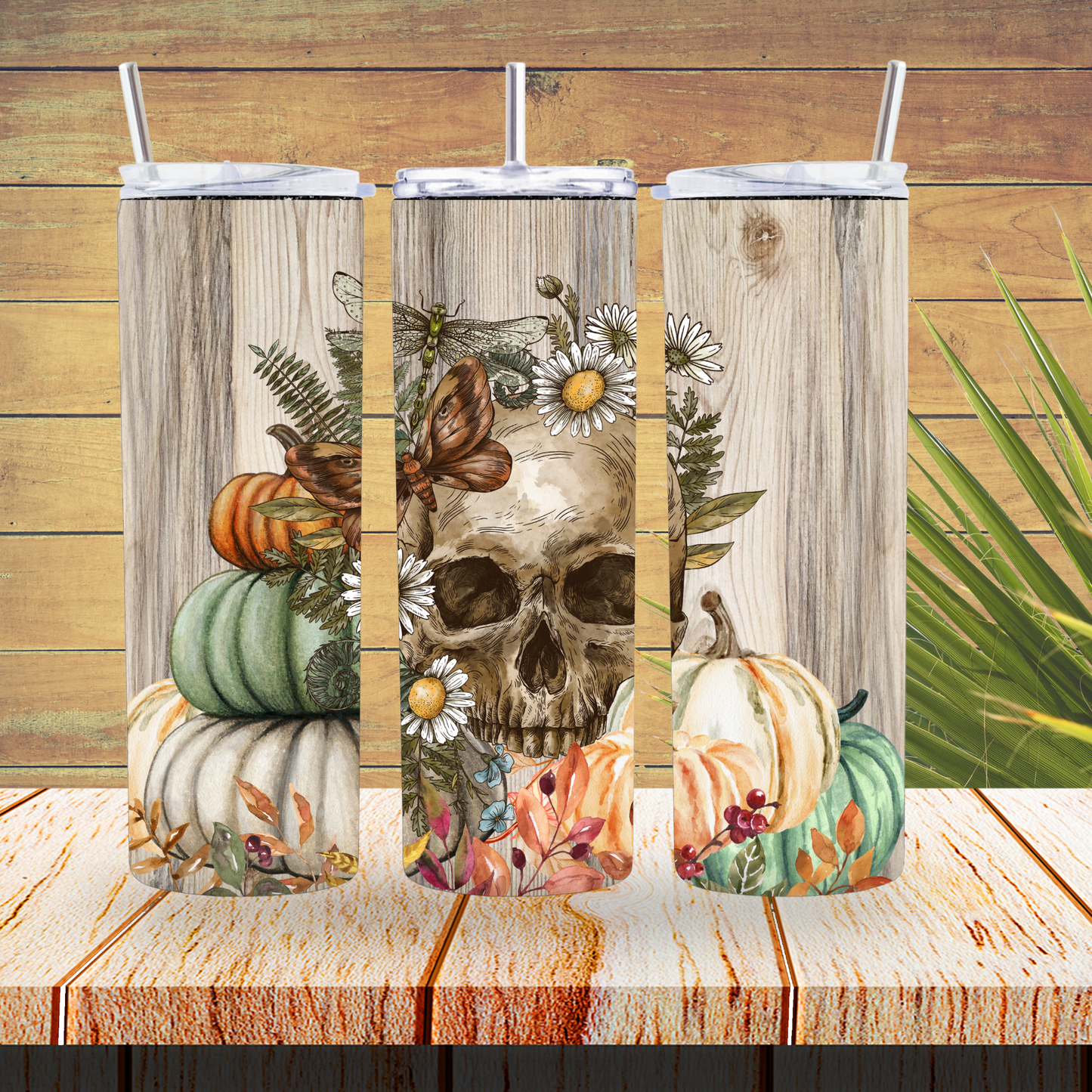 Vinyl Tumbler Wraps  - Skull Pumpkin - TW100432