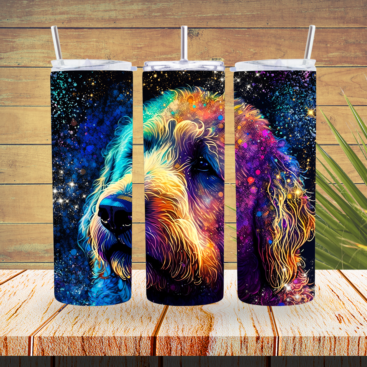 Ready to Use - Sublimation or Vinyl Tumbler Wraps  - Alcohol Ink Dog - TW100447