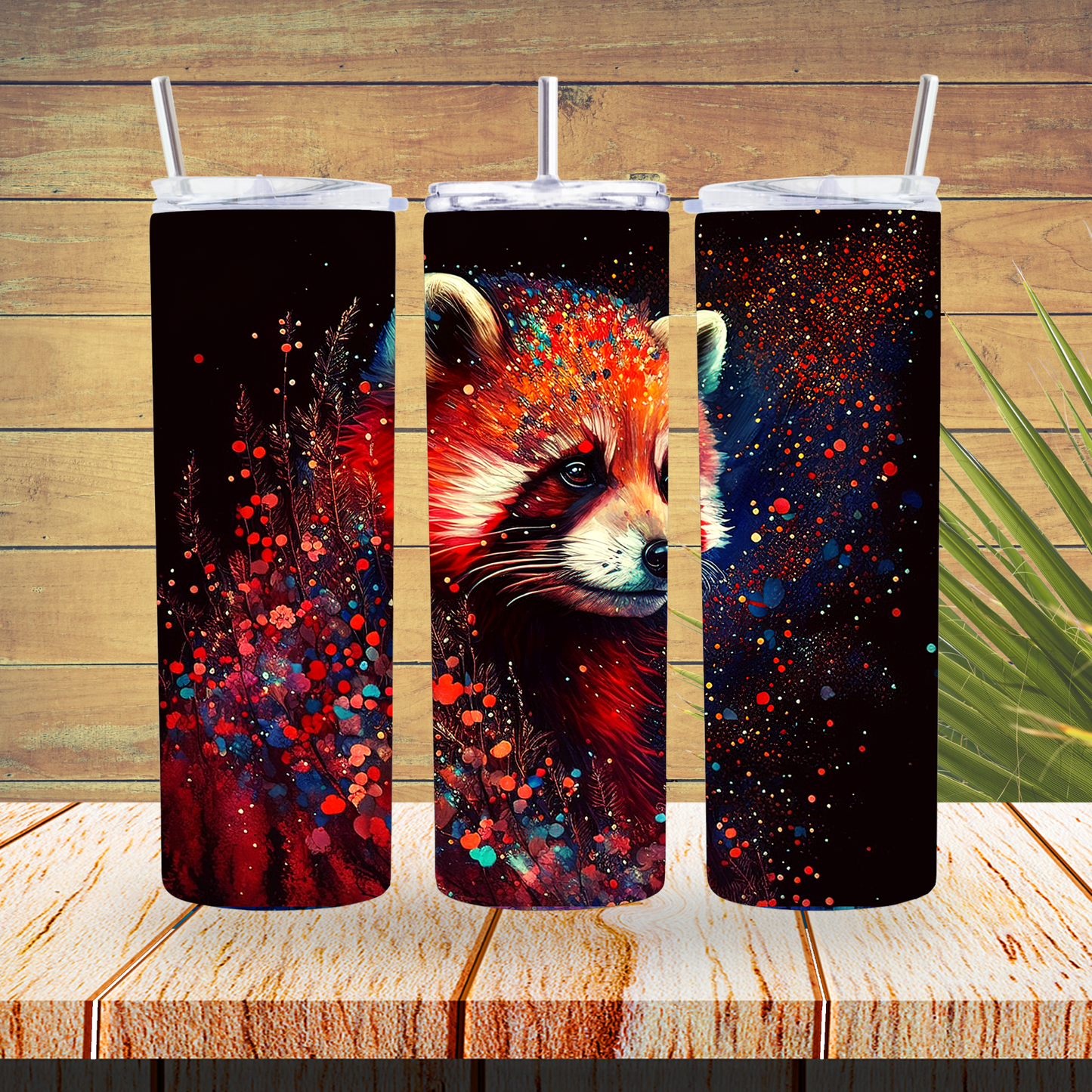 Ready to Use - Sublimation or Vinyl Tumbler Wraps  - Alcohol Ink Panda - TW100451