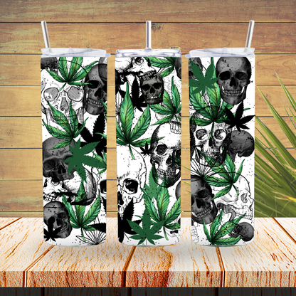 Vinyl Tumbler Wraps  - Skull Weeds - TW100523