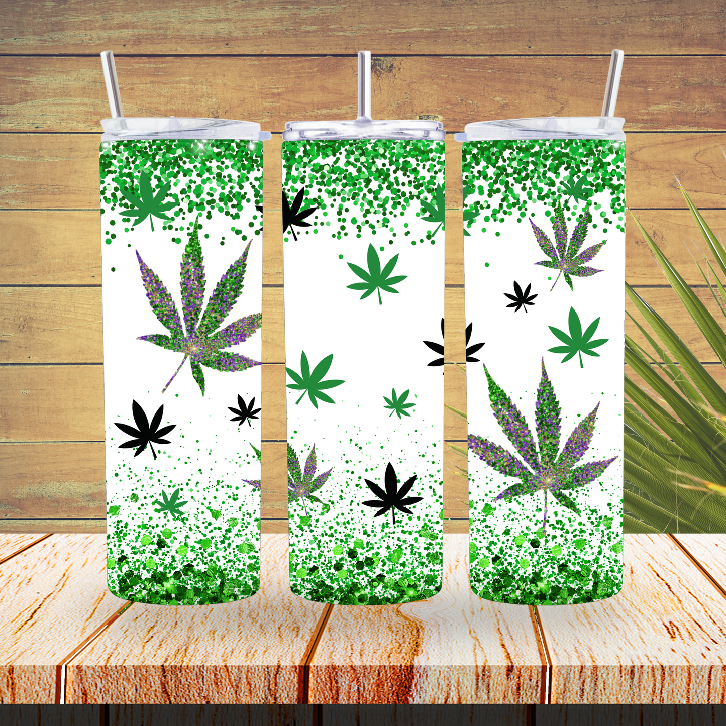 Vinyl Tumbler Wraps  - Weed Glitter - TW100532