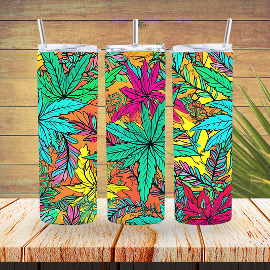 Ready to Use - Sublimation or Vinyl Tumbler Wraps  - Colour Weed Leaves - TW100534