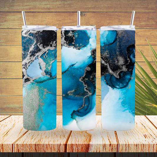 Ready to Use - Sublimation or Vinyl Tumbler Wraps  - Blue Marble - TW100538