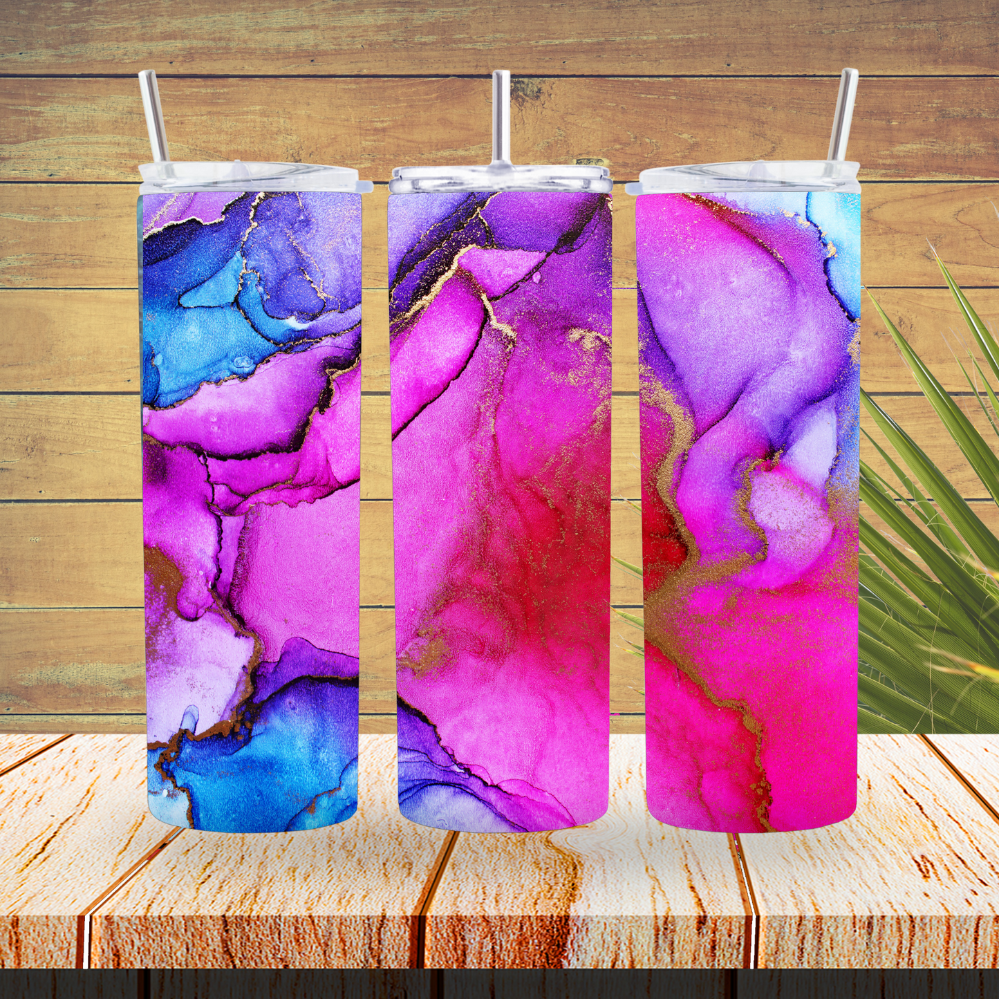 Vinyl Tumbler Wraps  - Purple Pink Ink - TW100540