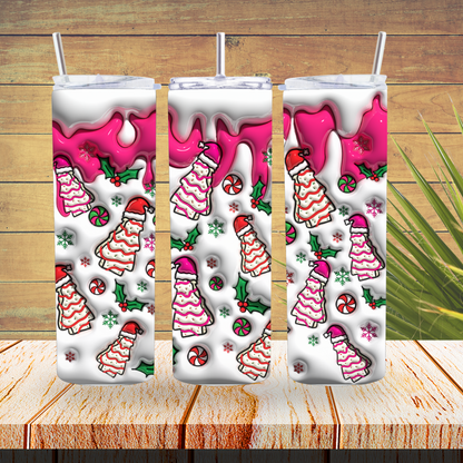 Vinyl Tumbler Wraps  - Pink Christmas Trees - TW100645