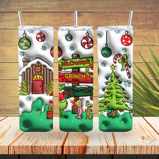 Ready to Use - Sublimation or Vinyl Tumbler Wraps  - Grinch Pole - TW100649