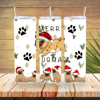 Ready to Use - Tumbler Wraps - Vinyl or Sublimation - Merry Pugmas - TW100667