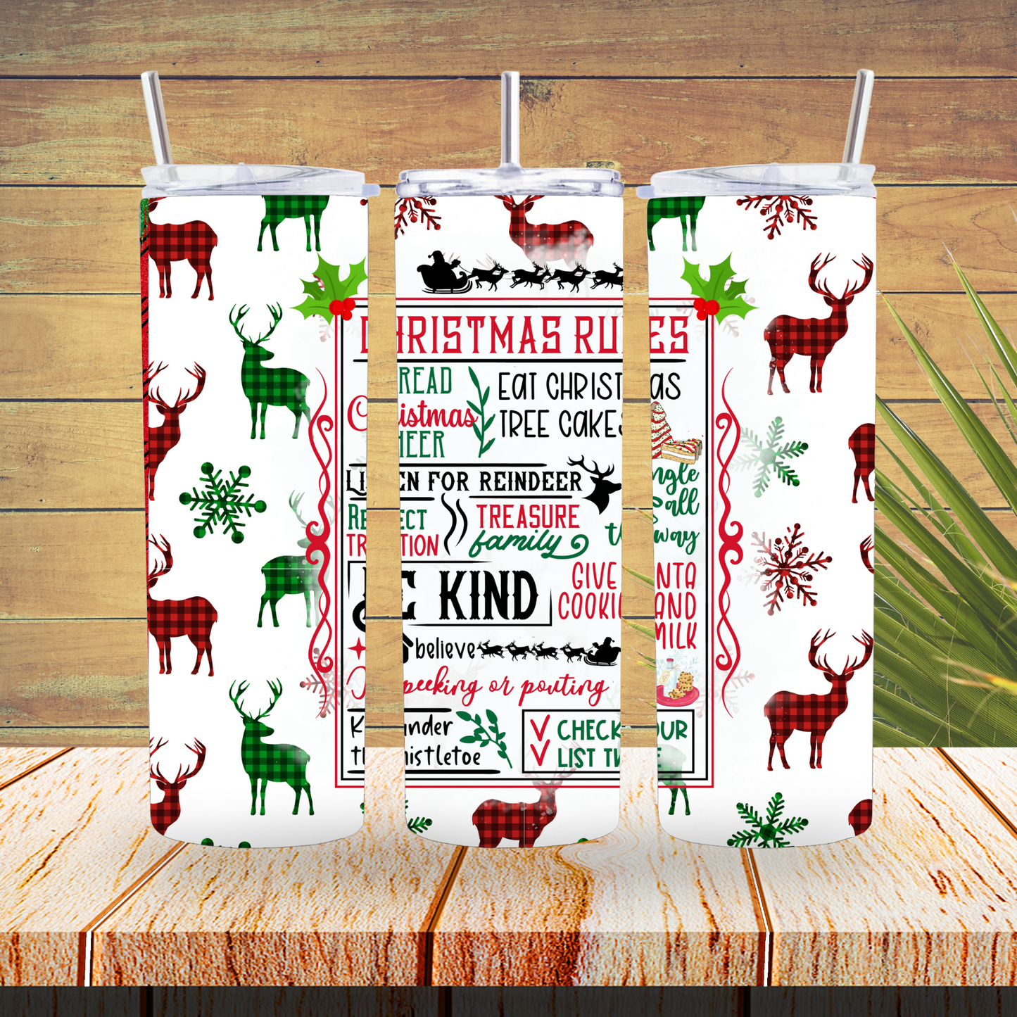 Ready to Use - Tumbler Wraps - Vinyl or Sublimation - Christmas Rules - TW100662