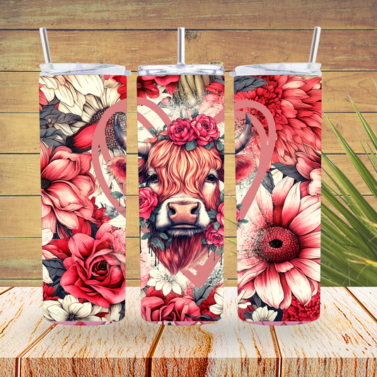 Ready to Use - Tumbler Wraps - Vinyl or Sublimation - Highland Cow Height - TW100689