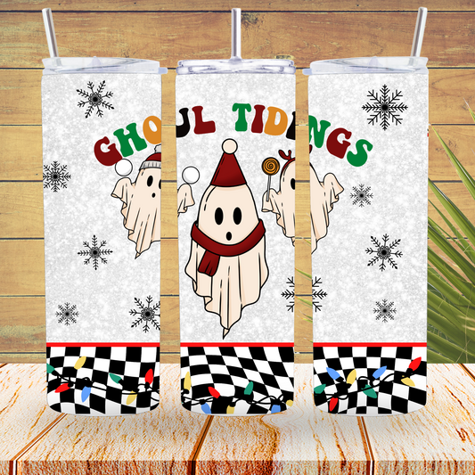 Ready to Use - Tumbler Wraps - Vinyl or Sublimation - Ghoul Tidings - TW100881