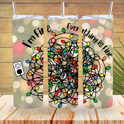 Ready to Use - Tumbler Wraps - Vinyl or Sublimation - I'm Fine - TW100913