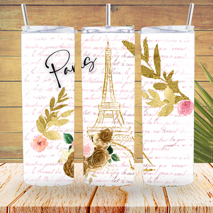 Ready to Use - Tumbler Wraps - Vinyl or Sublimation - Paris - TW100925