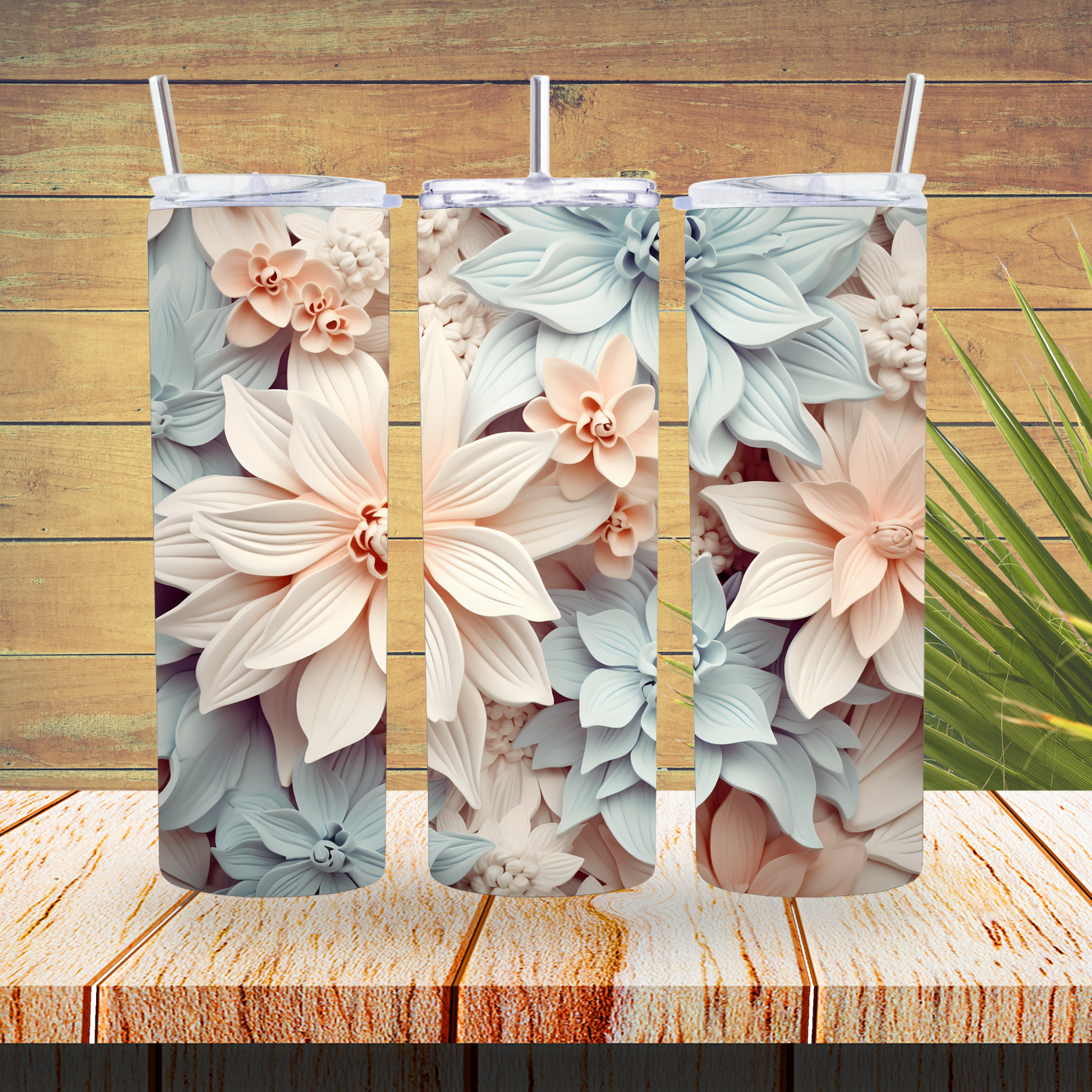 Tumbler Wraps  - 3D Flowers - TW100124 - Cutey K Blanks