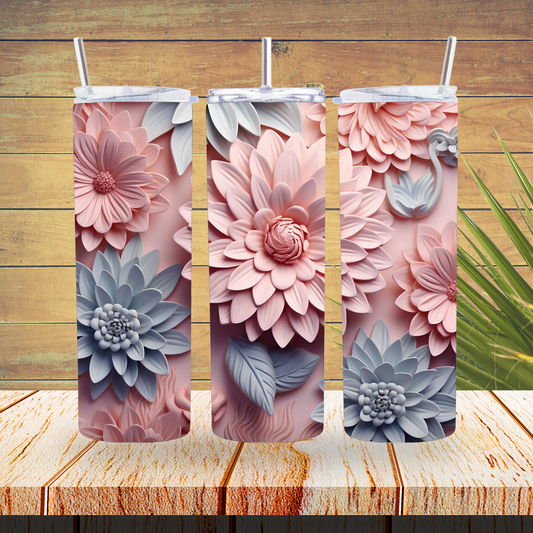 Tumbler Wraps  - 3D Flowers - TW100125 - Cutey K Blanks