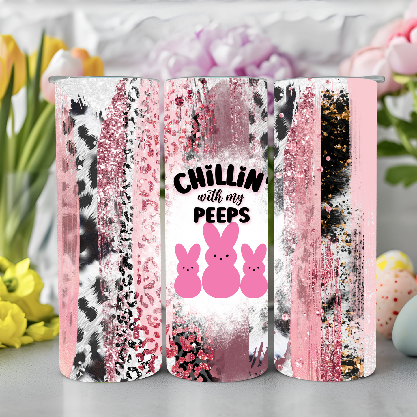 Ready to Use - Tumbler Wraps - Vinyl or Sublimation - Pink Peeps - TW100949