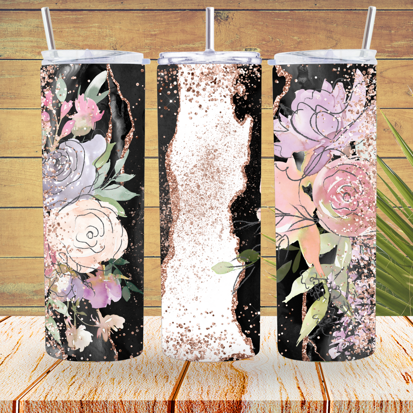 Ready to Use - Tumbler Wraps - Vinyl or Sublimation - Flowers - TW100929