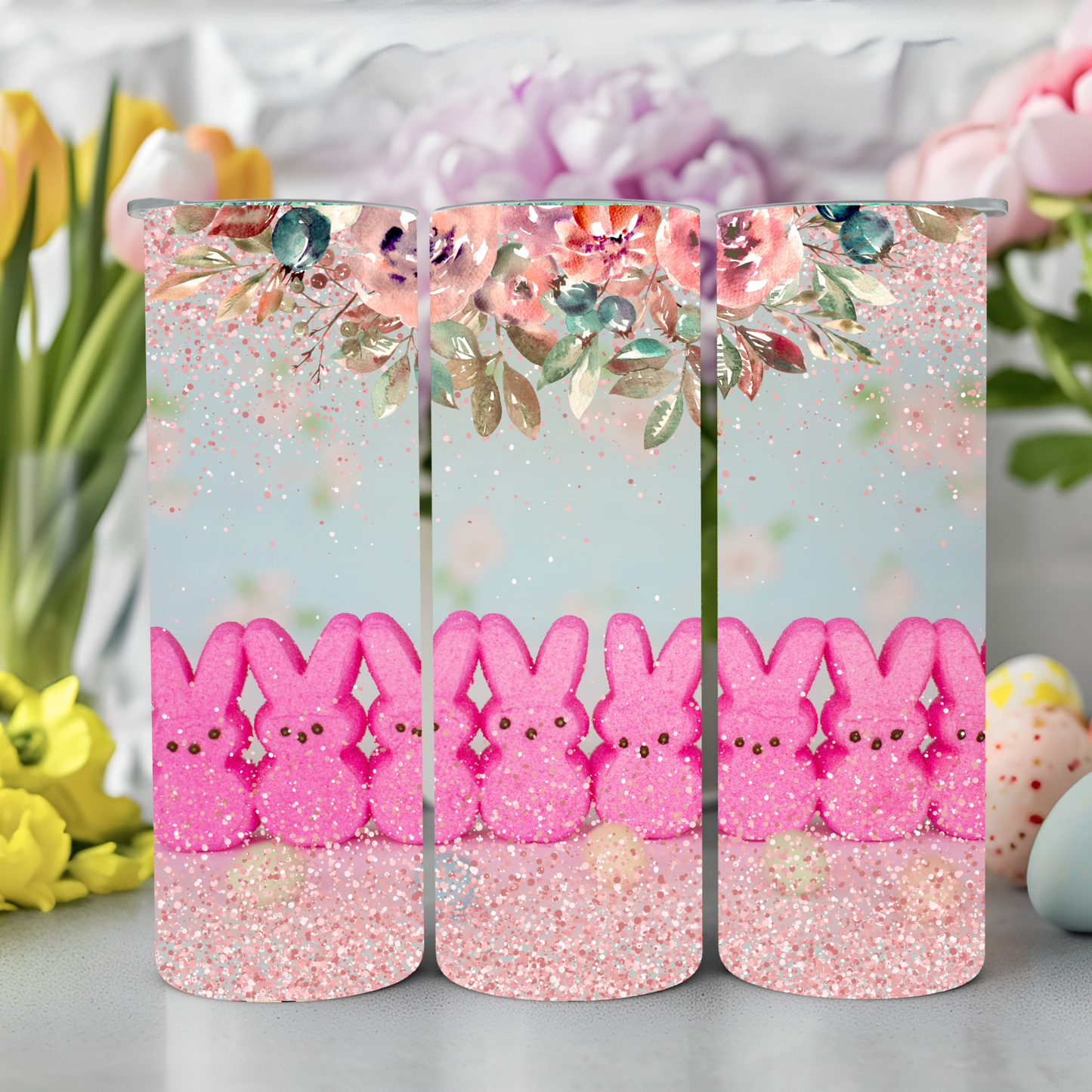 Ready to Use - Tumbler Wraps - Vinyl or Sublimation - Pink Peeps - TW100953