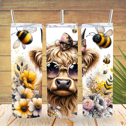 Ready to Use - Tumbler Wraps - Vinyl or Sublimation - Heifer Cow - TW100693