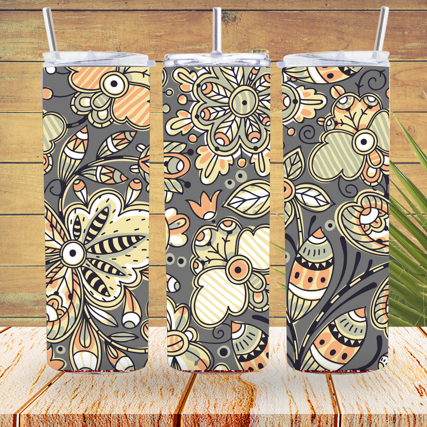 Ready to Use - Tumbler Wraps - Vinyl or Sublimation - Boho Flowers - TW100934