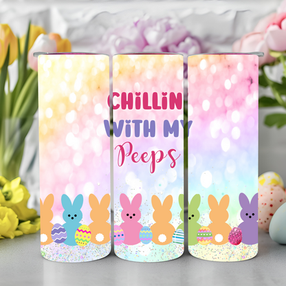 Ready to Use - Tumbler Wraps - Vinyl or Sublimation - Chillin with my Peeps - TW100957