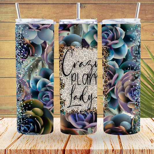 Ready to Use - Tumbler Wraps - Vinyl or Sublimation - Crazy Plant Lady- TW100936