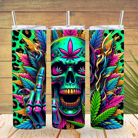 Ready to Use - Tumbler Wraps - Vinyl or Sublimation - Skull Weed- TW100713