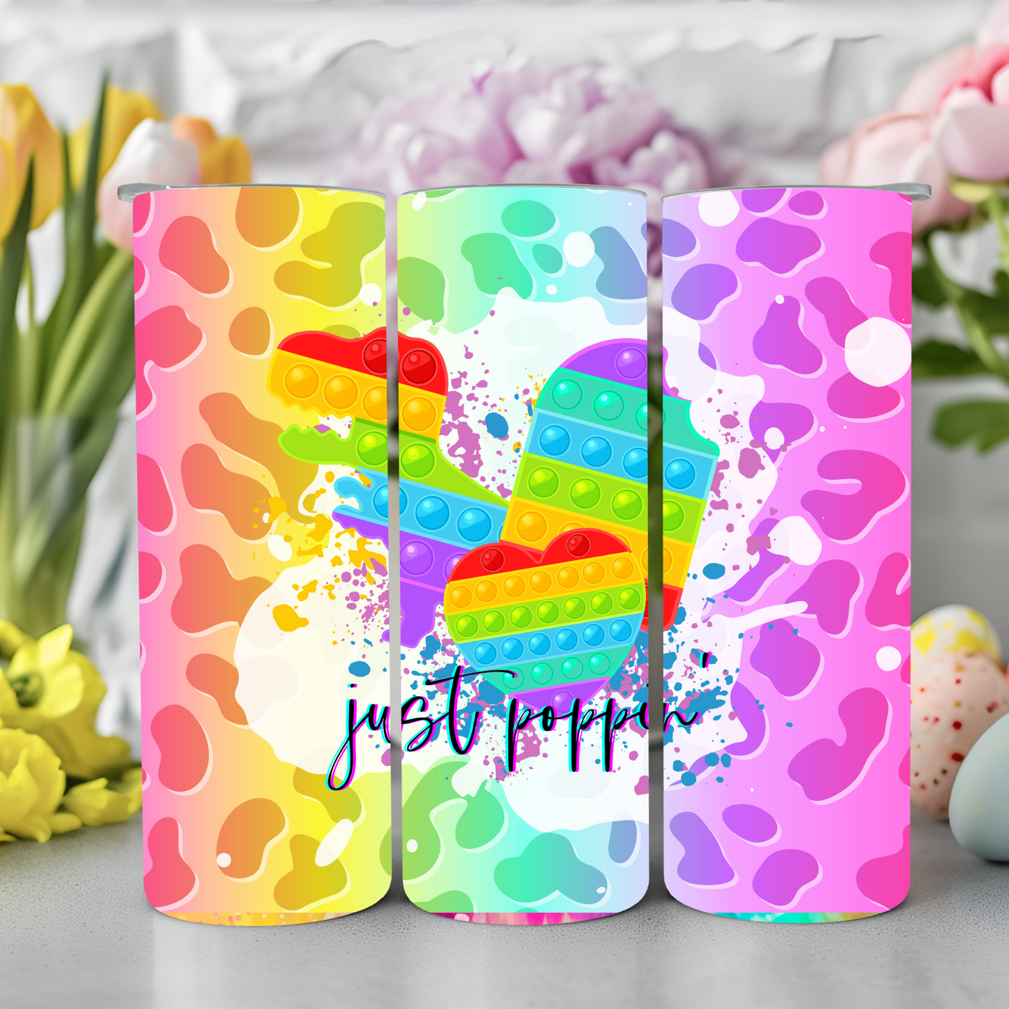 Ready to Use - Tumbler Wraps - Vinyl or Sublimation - Just Poppin - TW100963