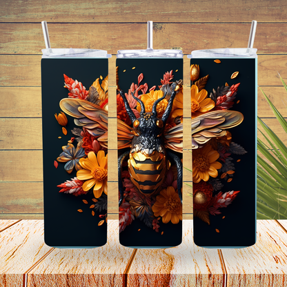 Tumbler Wraps  - 3D Bee Flowers - TW100139 - Cutey K Blanks