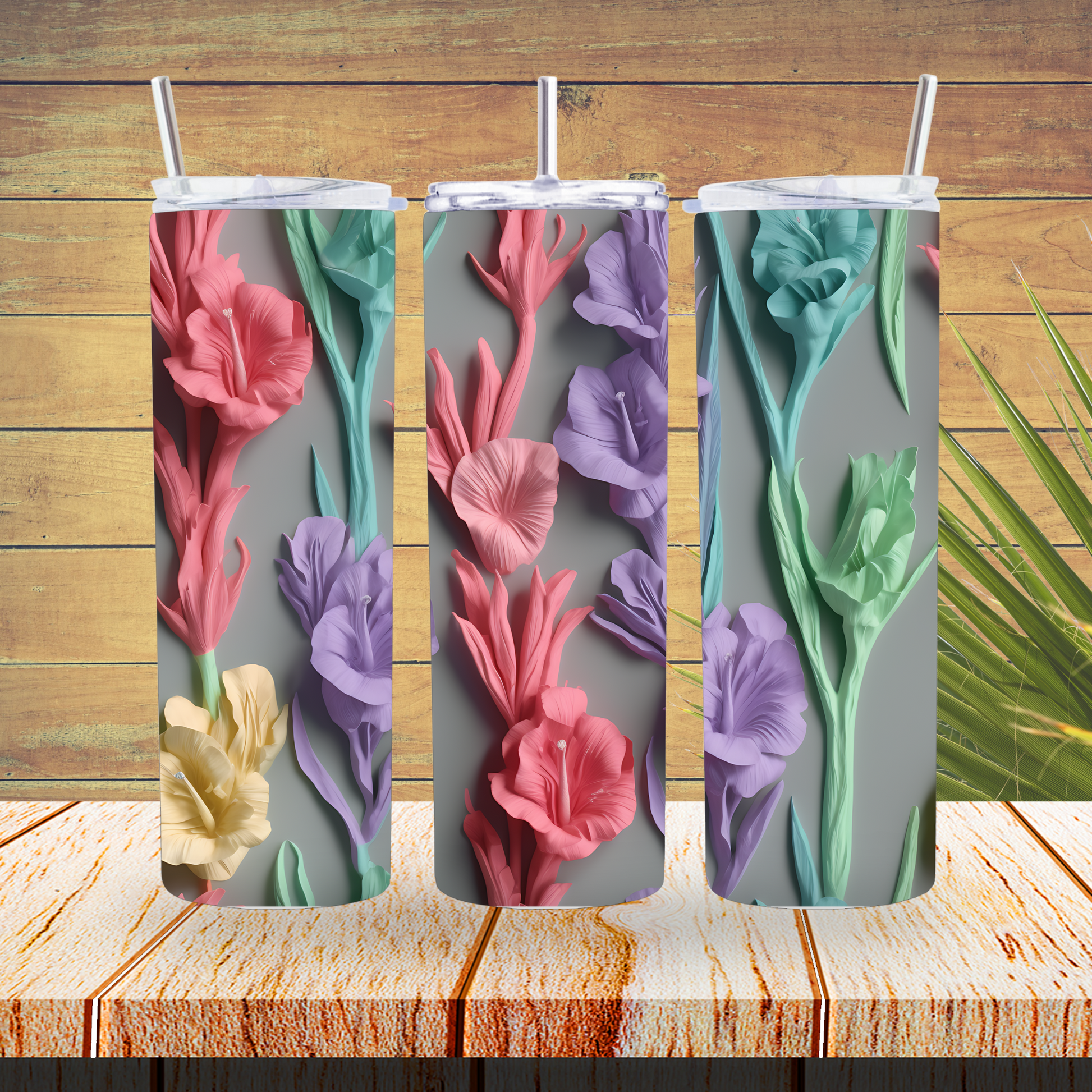 Tumbler Wraps  - 3D Flowers - TW100116 - Cutey K Blanks