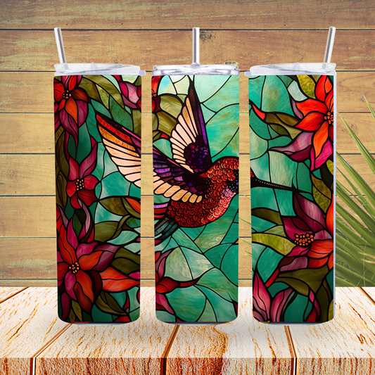 Ready to Use - Sublimation or Vinyl - Tumbler Wraps  - Stained Glass Hummingbird - TW100143