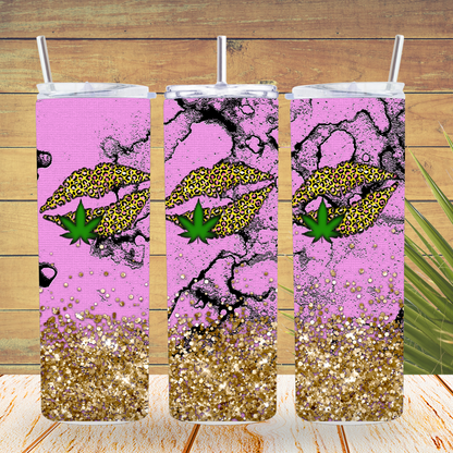 Ready to Use - Tumbler Wraps - Vinyl or Sublimation - Purple Lips Weed - TW100747