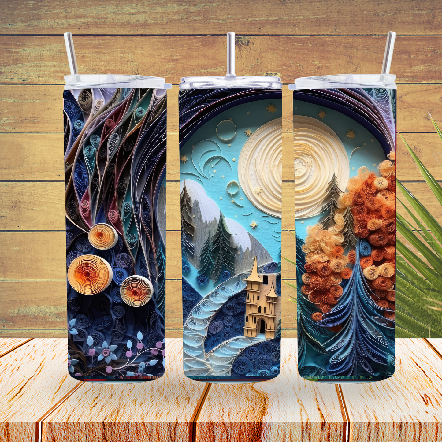 Ready to Use - Vinyl or Sublimation - Tumbler Wraps  - Paper Landscape - TW100146