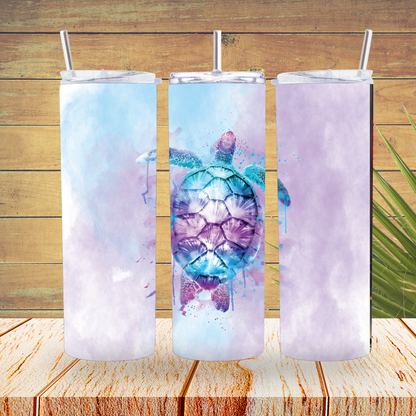 Ready to Use - Sublimation or Vinyl - Tumbler Wraps  - Watercolour Turtle - TW100148