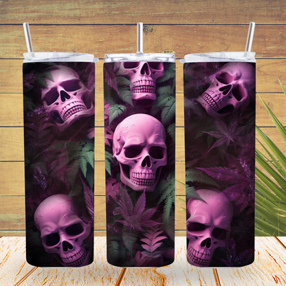 Ready to Use - Tumbler Wraps - Vinyl or Sublimation - Weed Skull - TW100741