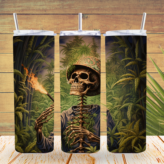 Ready to Use - Tumbler Wraps - Vinyl or Sublimation - Weed Skull - TW100740