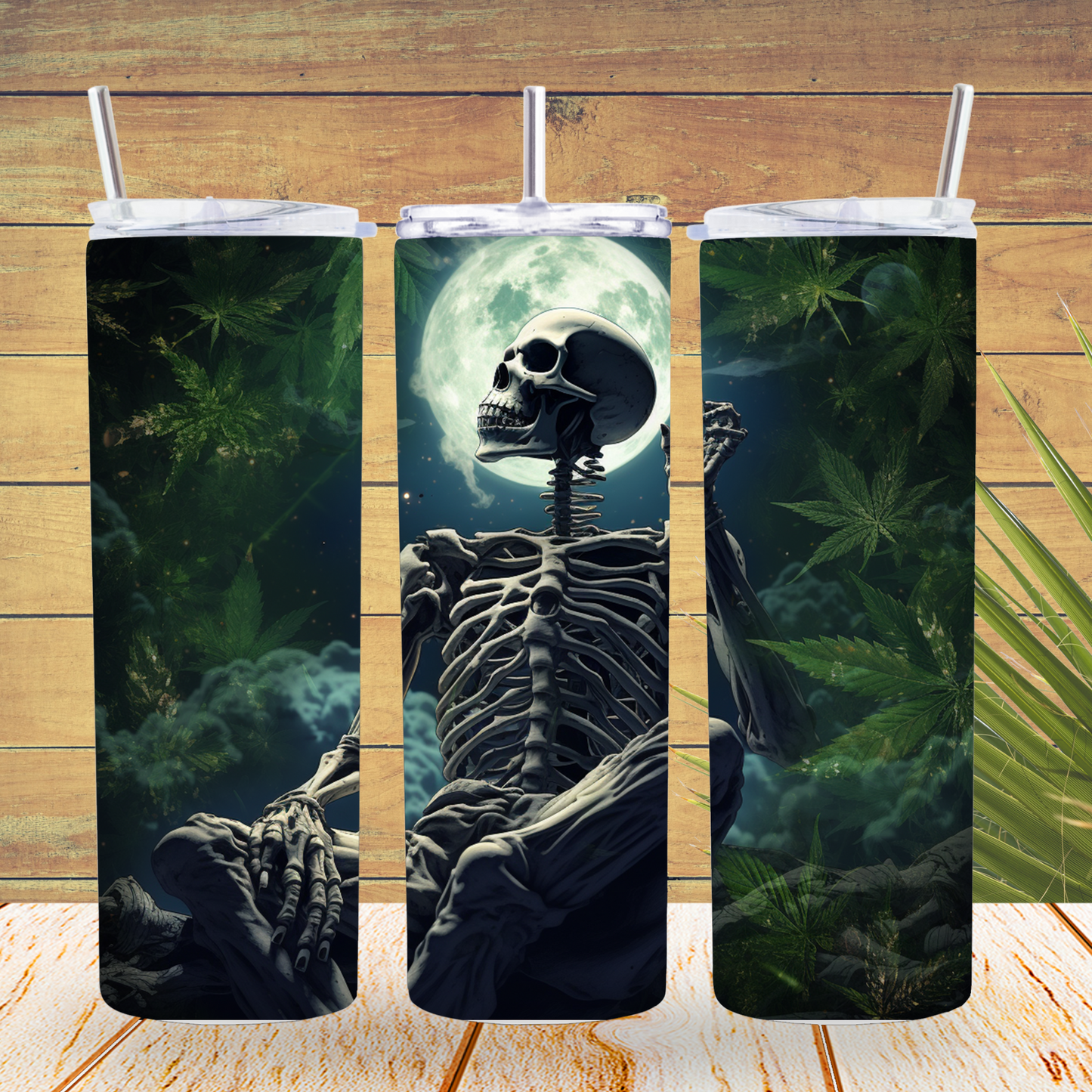 Ready to Use - Tumbler Wraps - Vinyl or Sublimation - Weed Skull - TW100737