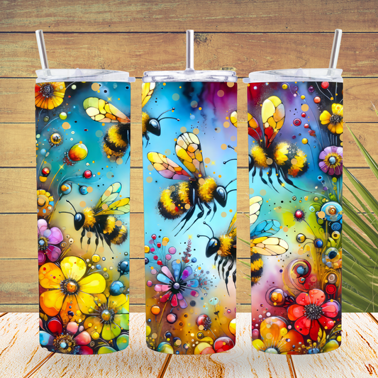 Ready to Use - Tumbler Wraps - Vinyl or Sublimation - Bees - TW100706