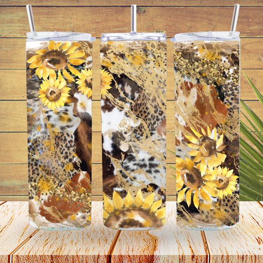 Ready to Use - Tumbler Wraps - Vinyl or Sublimation - Animal Sunflower - TW100920