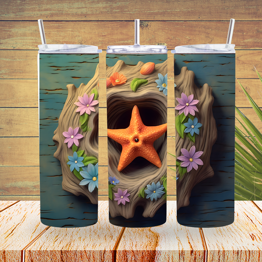 Ready to Use - Sublimation or Vinyl - Tumbler Wraps  -  Starfish- TW100162