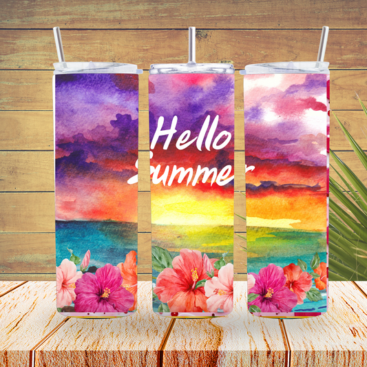 Ready to Use - Sublimation or Vinyl - Tumbler Wraps  - Hello Summer - TW100171